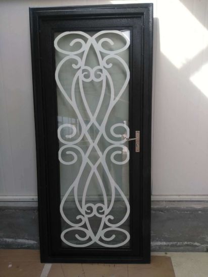 Custom Modern Design Wrought Iron Black Entrance Door