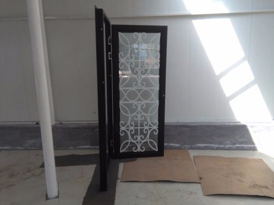 Custom Modern Design Wrought Iron Black Entrance Door